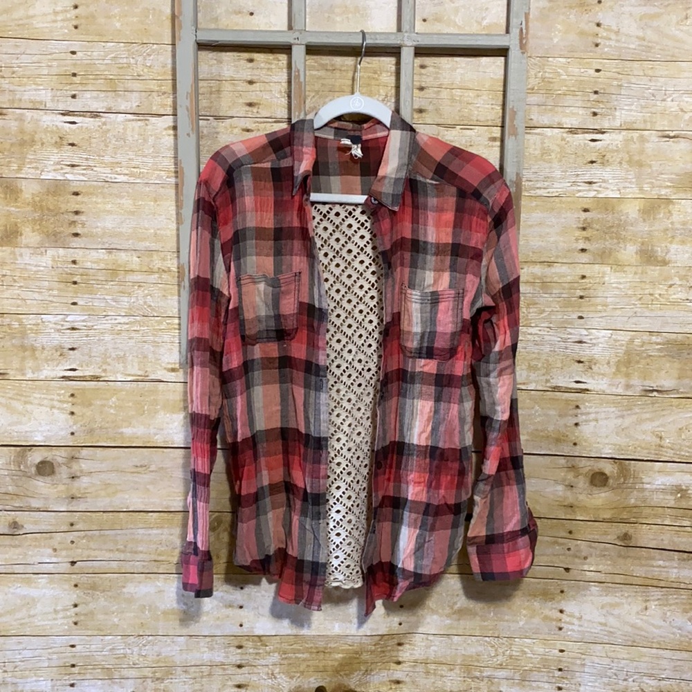 We The Free Free People flannel with lace back - size small